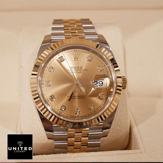 Datejust 126333 Replica 1 Rolex Datejust 126333 Yellow Gold Diamond Dial Jubilee Replica in the box