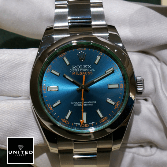 Rolex Milgauss 116400GV-0002 Blue Dial Replica 4 Rolex Milgauss 116400GV-0002 Stainless Steel Case and Bezel Replica