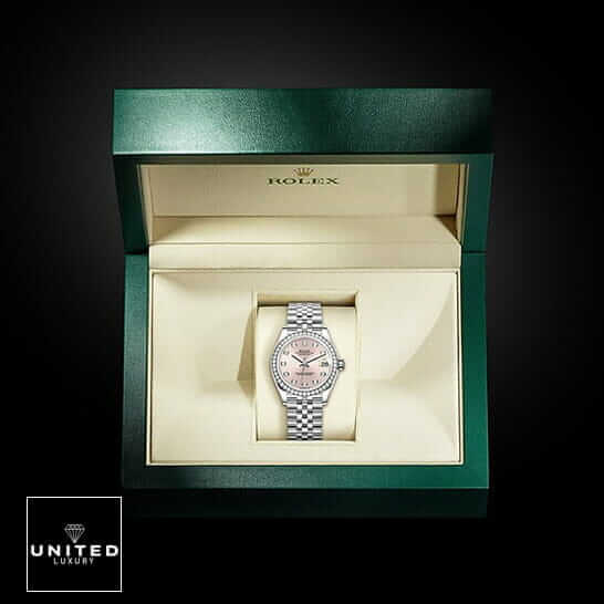 Rolex Datejust 126234 Diamond Bezel Pink Dial Replica 2 Rolex Datejust Pink Dial Jubilee Replica in the rolex box