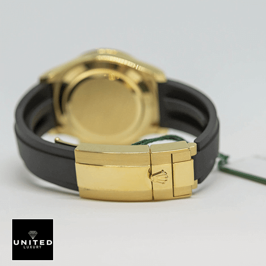 Rolex Daytona "Eye Of The Tiger" 116588TBR Replica 6 Rolex Daytona 116508-0004 Replica Black Rubber Bracelet & Yellow Gold Fold Clasp on the Rolex Logo