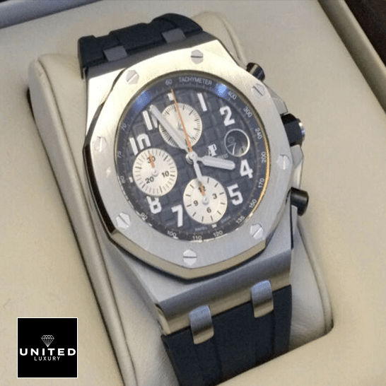Audemars Piguet Chronograph Replica 3 Audemars Piguet Blue Dial Rubber Blue Bracelet Replica in the box