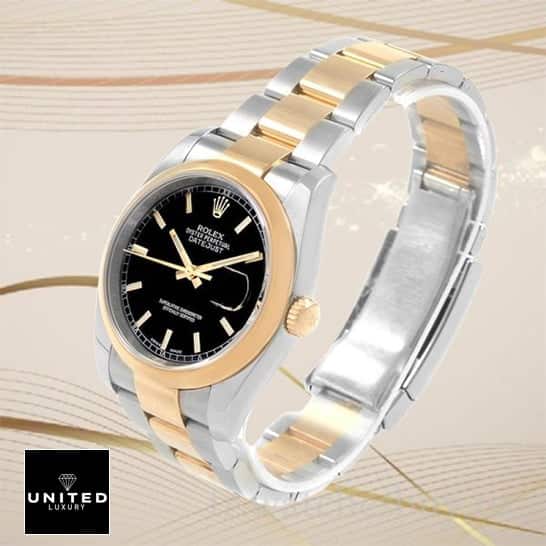 Rolex Datejust Yellow Gold Black Dial 116203 Oyster Replica 2 Rolex Datejust 116203 Yellow Gold & Steel Bracelet Replica