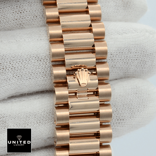 Rolex Day-Date 128235-0037 Brown Ombre Dial Replica 6 Rolex Day-Date 36 128235-0037 Replica Rose Gold Oyster Bracelet on the Rolex Logo