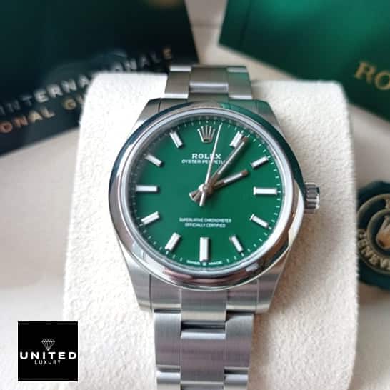 Rolex Oyster Perpetual 277200 Green Dial Replica 1 Rolex Perpetual 31 277200 Green Dial Stick indices & stick dot Replica
