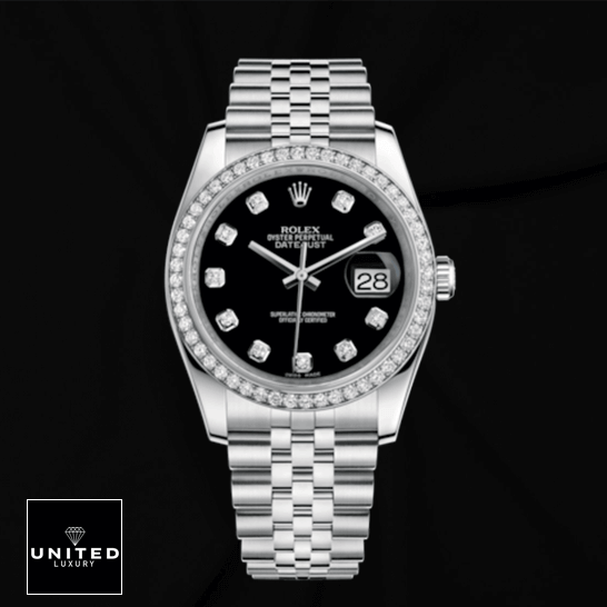 Rolex Datejust 116234 Stainless Steel Black Dial Replica 1 rolex datejust 279384RBR white gold automatic dark grey diamond dial jubilee replica front