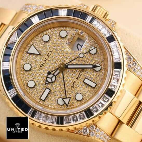 Rolex Gold Diamond Watch Replica 1 Rolex GMT-Master 116758SA Diamond Dial Gem-Set Bezel Replica