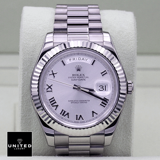 Rolex Day-Date 218239-0041 V6 White Roman Dial Replica 1 rolex day date218239 0041 replica front