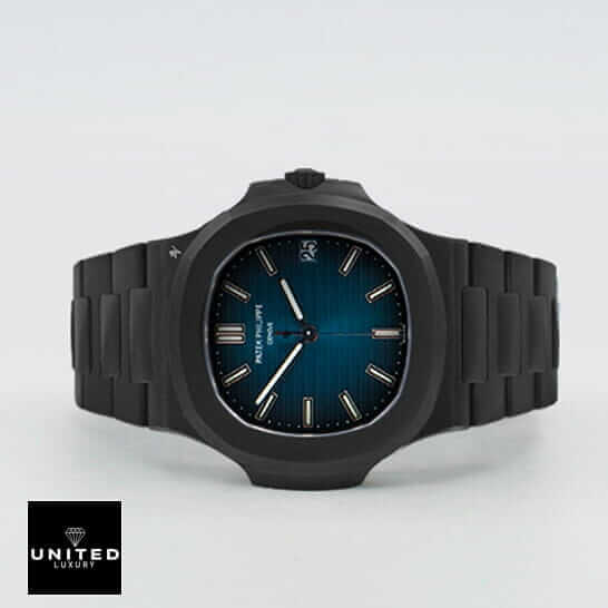Patek Philippe Black 5711 Replica 6 Patek Philippe Geneve Blue Dial Replica white background side view