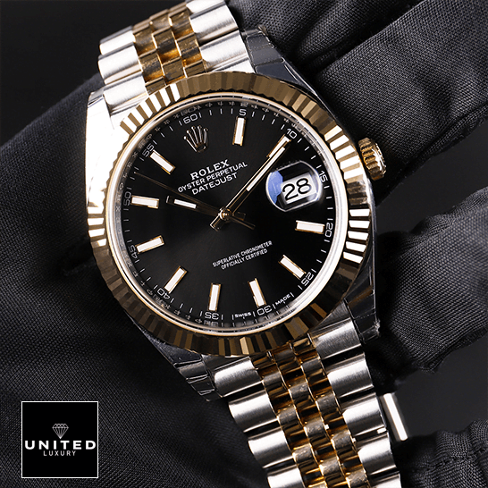 Rolex Datejust 126333 Yellow Gold & Steel Black Dial Jubilee Replica 1 Rolex Datejust 126333 Yellow Gold Steel Black Dial Jubilee Replica on the hand
