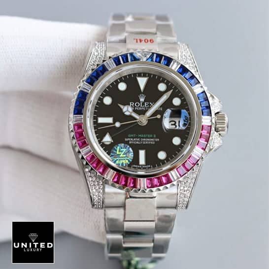 Rolex Diamond Bezel Replica 2 Rolex GMT Master II 116710 Blue-Red Gem-Set Bezel on his hands Replica