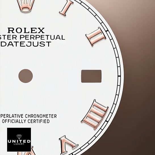 Datejust Two Tone Replica 3 Rolex Datejust 126231LC Steel Gold Roman White Dial Replica dial close view