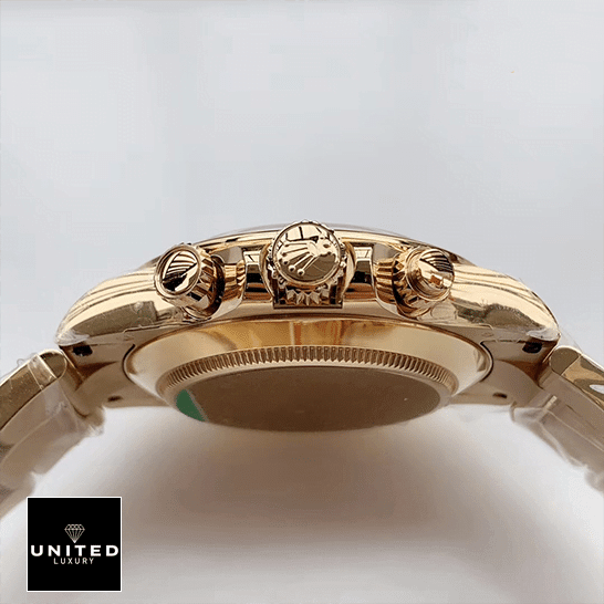 Rolex Cosmograph Daytona Oyster Yellow Gold Green Dial 116508-0013 Replica 5 Rolex Cosmograph Daytona Yellow Gold Case Button & Crown Pusher 116508-0013 Replica