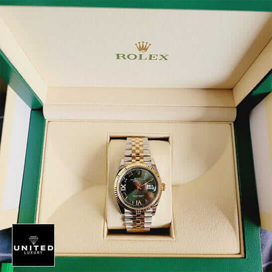 Rolex Datejust 126283RBR Green Roman Dial Replica 2 Rolex Roman Green Dial Steel Gold Replica in the rolex box