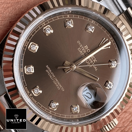 Rolex Datejust II 126331-0004 Chocolate Diamond Dial Replica 2 Rolex Datejust 126331 Chocolate Diamond Dial Replica close-up view above the wrist